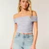 Mesh Foldover Off-the-Soulder Top Mesh Foldover Off-the-Soulder Top