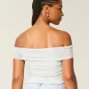 Mesh Foldover Off-the-Soulder Top Mesh Foldover Off-the-Soulder Top
