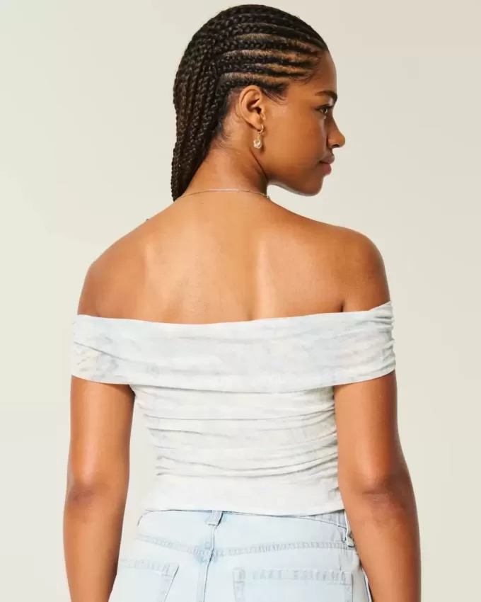 Mesh Foldover Off-the-Soulder Top Mesh Foldover Off-the-Soulder Top