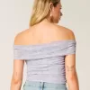 Mesh Foldover Off-the-Soulder Top Mesh Foldover Off-the-Soulder Top