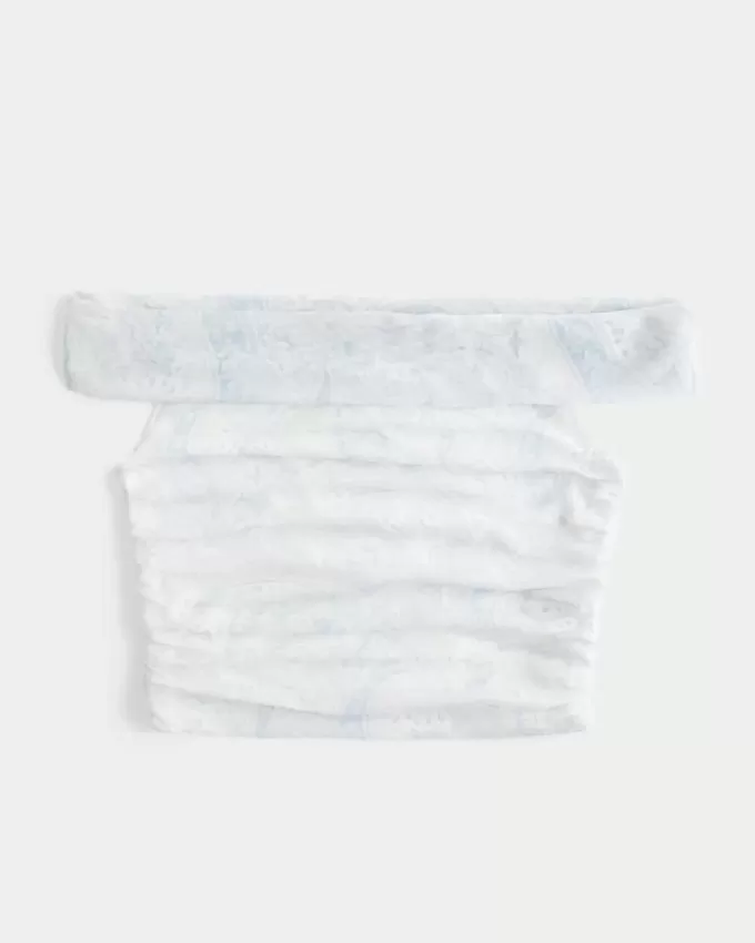 Mesh Foldover Off-the-Soulder Top Mesh Foldover Off-the-Soulder Top