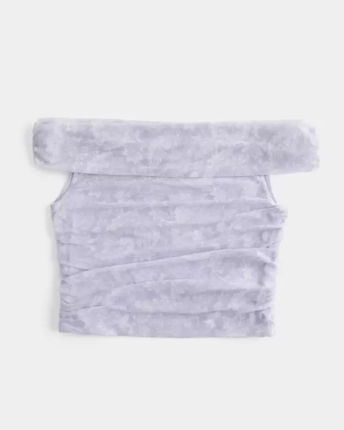 Mesh Foldover Off-the-Soulder Top Mesh Foldover Off-the-Soulder Top