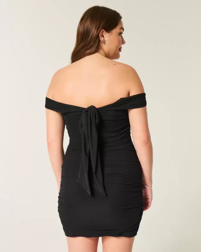 Mesh Off-the-Soulder Bodycon Klänning Mesh Off-the-Soulder Bodycon Klänning