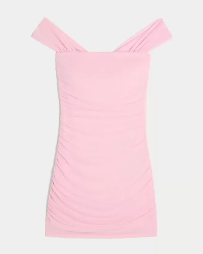 Mesh Off-the-Soulder Bodycon Klänning Mesh Off-the-Soulder Bodycon Klänning