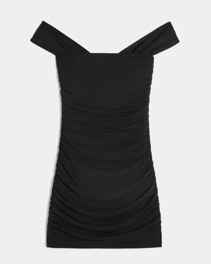 Mesh Off-the-Soulder Bodycon Klänning Mesh Off-the-Soulder Bodycon Klänning