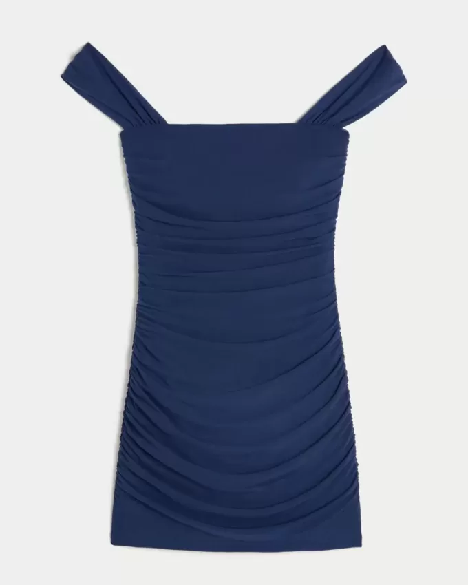 Mesh Off-the-Soulder Bodycon Klänning Mesh Off-the-Soulder Bodycon Klänning