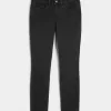 Mid-Rise tvättade svarta skinny jeans