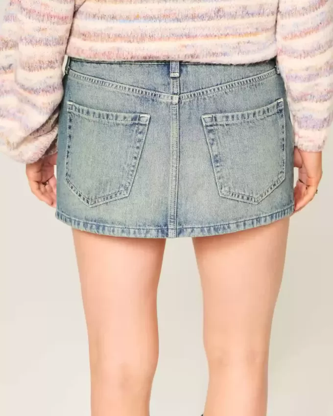 Minikjol i denim i låg höjd