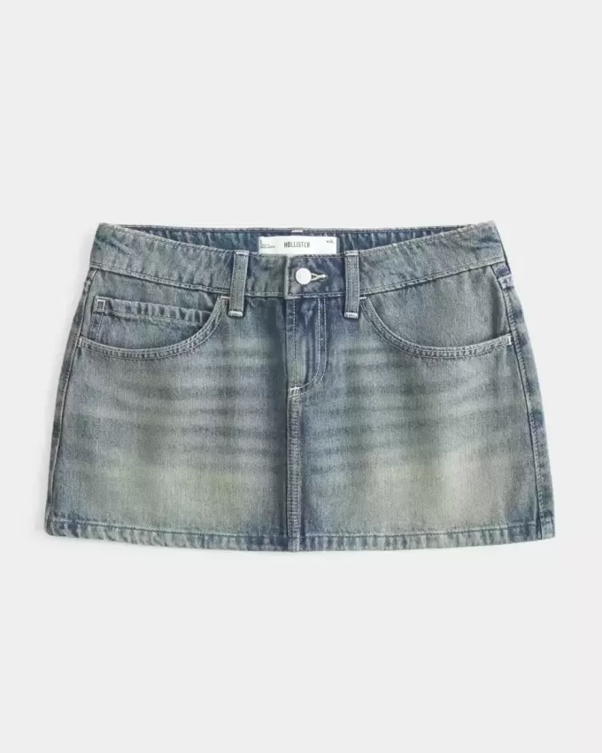 Minikjol i denim i låg höjd