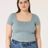 Mjuk Stretch Sömlös Tyg Fyrkantig Hals Baby Tee Mjuk Stretch Sömlös Tyg Fyrkantig Hals Baby Tee