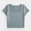 Mjuk Stretch Sömlös Tyg Fyrkantig Hals Baby Tee Mjuk Stretch Sömlös Tyg Fyrkantig Hals Baby Tee