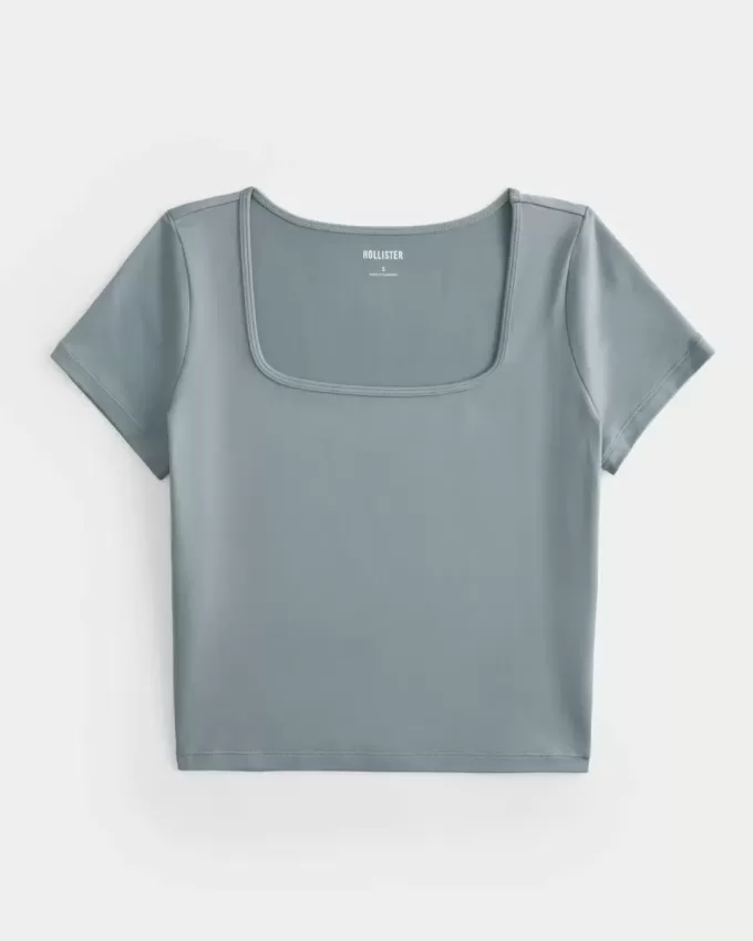 Mjuk Stretch Sömlös Tyg Fyrkantig Hals Baby Tee Mjuk Stretch Sömlös Tyg Fyrkantig Hals Baby Tee