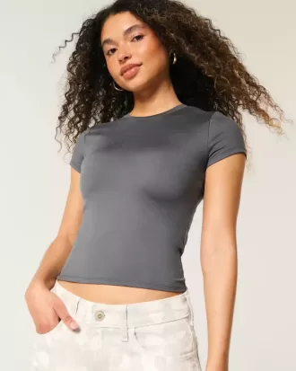 Mjukt stretchigt sömlöst tyg Crew Baby Tee