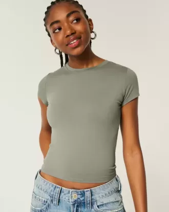 Mjukt stretchigt sömlöst tyg Crew Baby Tee
