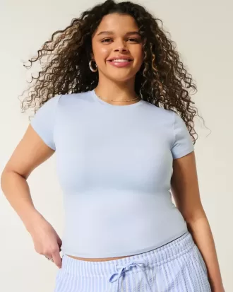 Mjukt stretchigt sömlöst tyg Crew Baby Tee