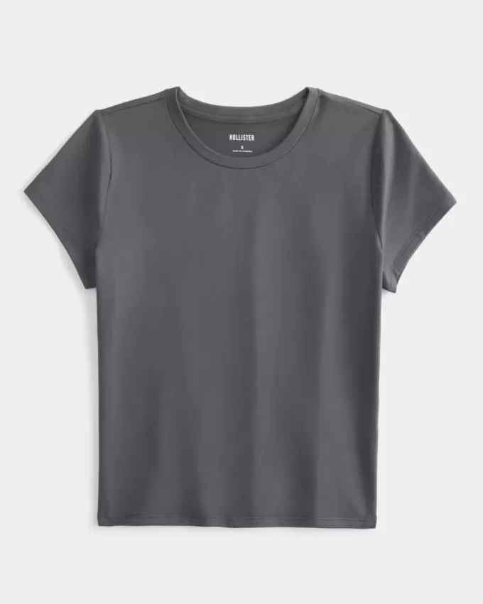 Mjukt stretchigt sömlöst tyg Crew Baby Tee Mjukt stretchigt sömlöst tyg Crew Baby Tee