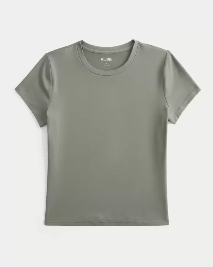 Mjukt stretchigt sömlöst tyg Crew Baby Tee Mjukt stretchigt sömlöst tyg Crew Baby Tee