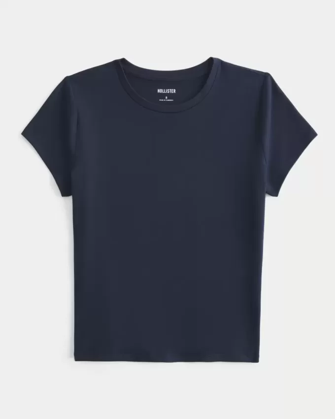 Mjukt stretchigt sömlöst tyg Crew Baby Tee Mjukt stretchigt sömlöst tyg Crew Baby Tee