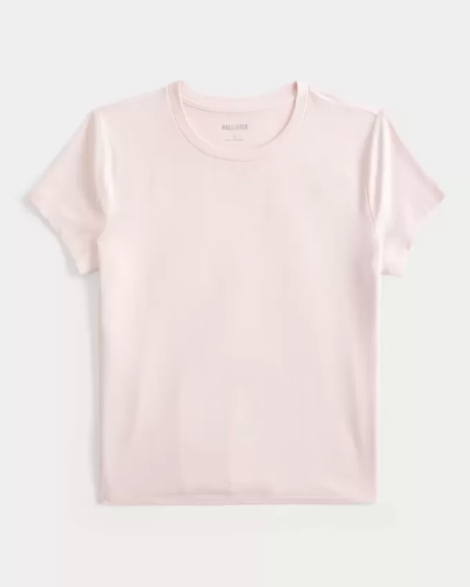 Mjukt stretchigt sömlöst tyg Crew Baby Tee Mjukt stretchigt sömlöst tyg Crew Baby Tee