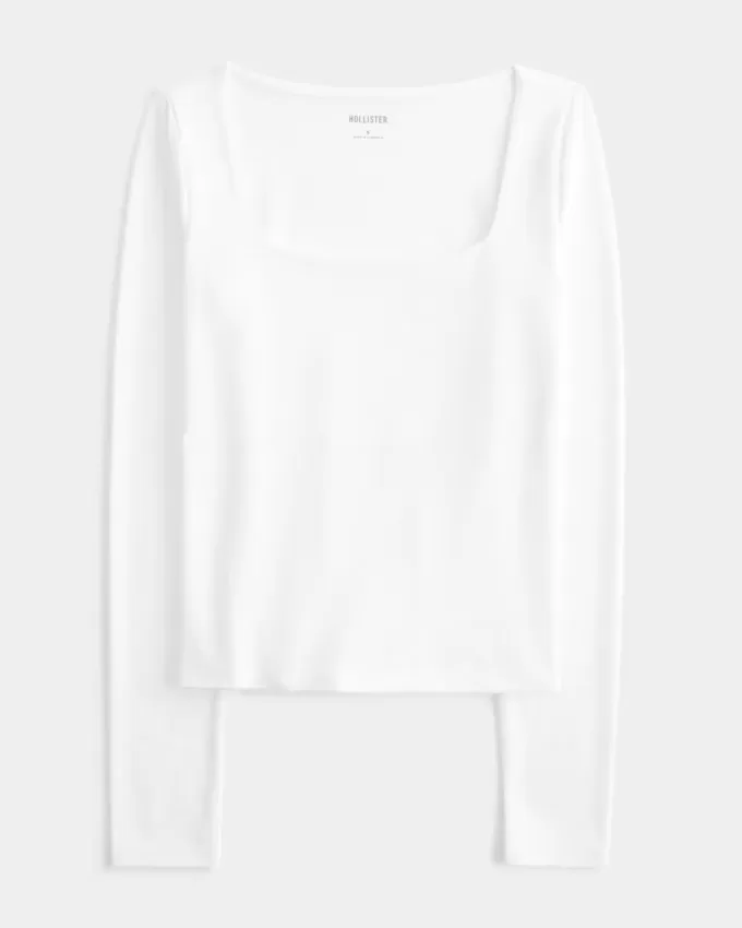 Mjukt stretchigt sömlöst tyg med fyrkantig hals Mjukt stretchigt sömlöst tyg med fyrkantig hals