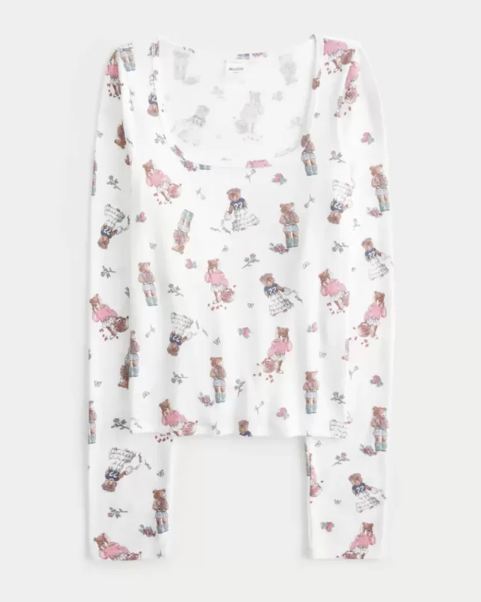 Mysig pyjamastopp i björnmönster Mysig pyjamastopp i björnmönster