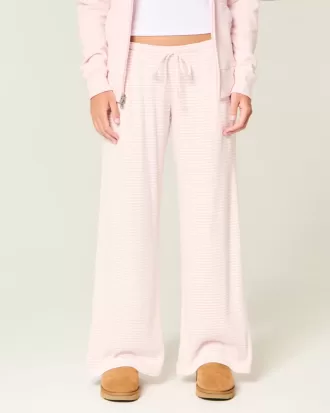 Mysiga ribbade byxor med vida ben