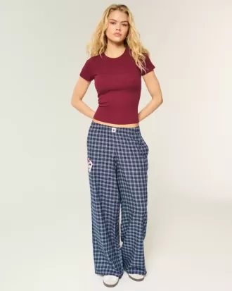 Number Graphic Baggy Flanell Byxor