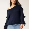 Off-the-Soulder Bow Applique Sweater Off-the-Soulder Bow Applique Sweater