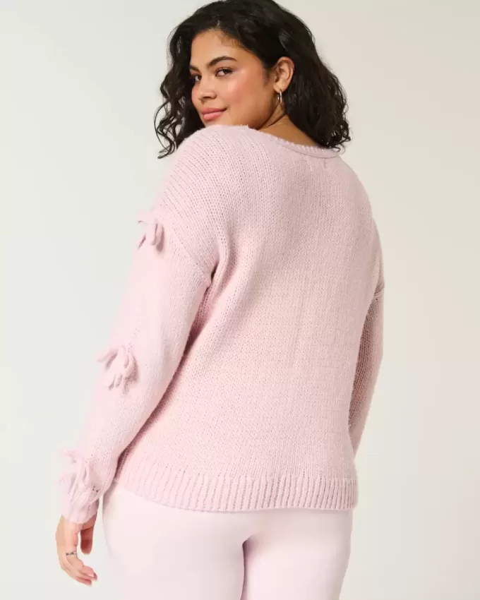 Off-the-Soulder Bow Applique Sweater Off-the-Soulder Bow Applique Sweater