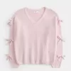 Off-the-Soulder Bow Applique Sweater Off-the-Soulder Bow Applique Sweater