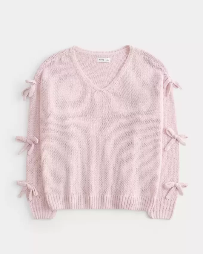 Off-the-Soulder Bow Applique Sweater Off-the-Soulder Bow Applique Sweater