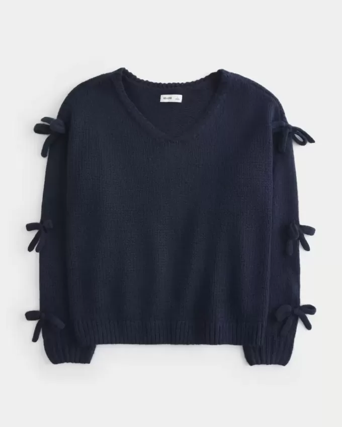 Off-the-Soulder Bow Applique Sweater Off-the-Soulder Bow Applique Sweater