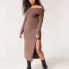 Off-the-Soulder Midi Sweater Klänning