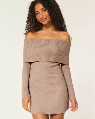 Off-the-Soulder Skater Sweater Dress