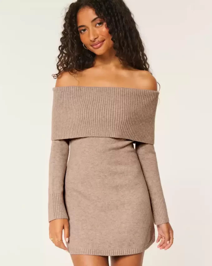 Off-the-Soulder Skater Sweater Dress Off-the-Soulder Skater Sweater Dress