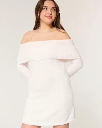 Off-the-Soulder Skater Sweater Dress