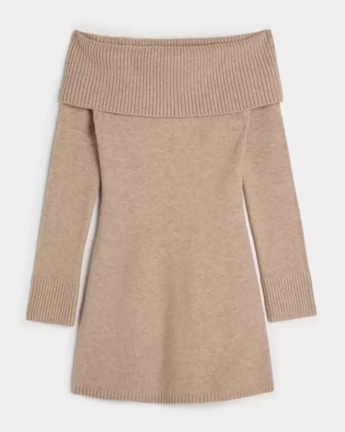 Off-the-Soulder Skater Sweater Dress Off-the-Soulder Skater Sweater Dress