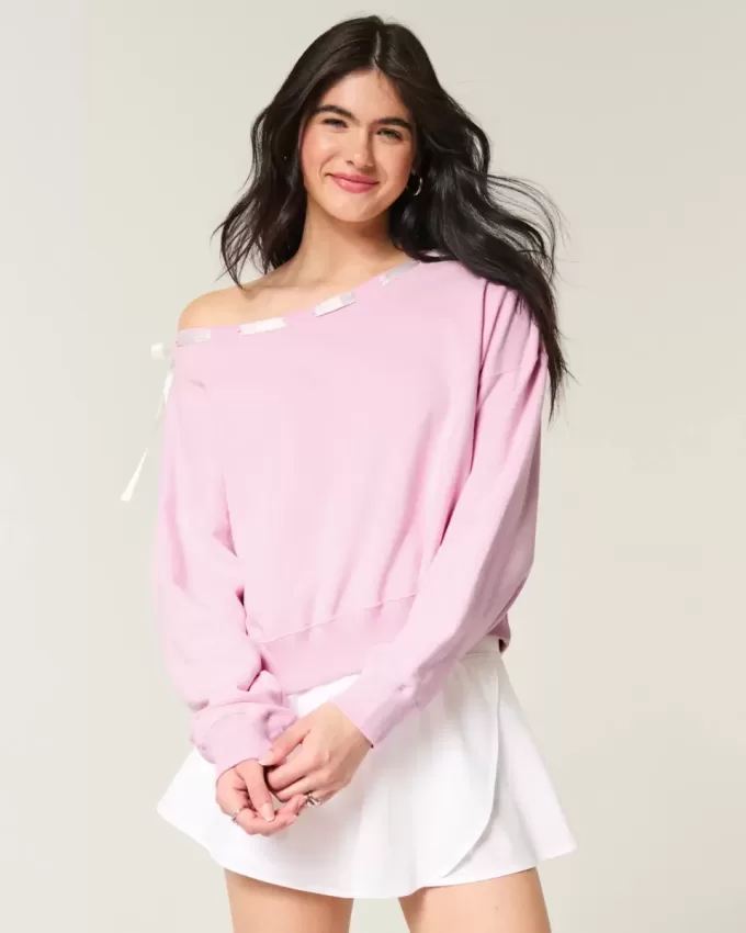 Off-the-Soulder Tie Sweatshirt Off-the-Soulder Tie Sweatshirt