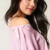 Off-the-Soulder Tie Sweatshirt Off-the-Soulder Tie Sweatshirt