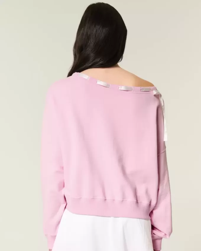 Off-the-Soulder Tie Sweatshirt Off-the-Soulder Tie Sweatshirt