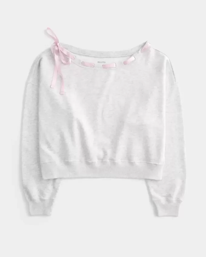 Off-the-Soulder Tie Sweatshirt Off-the-Soulder Tie Sweatshirt
