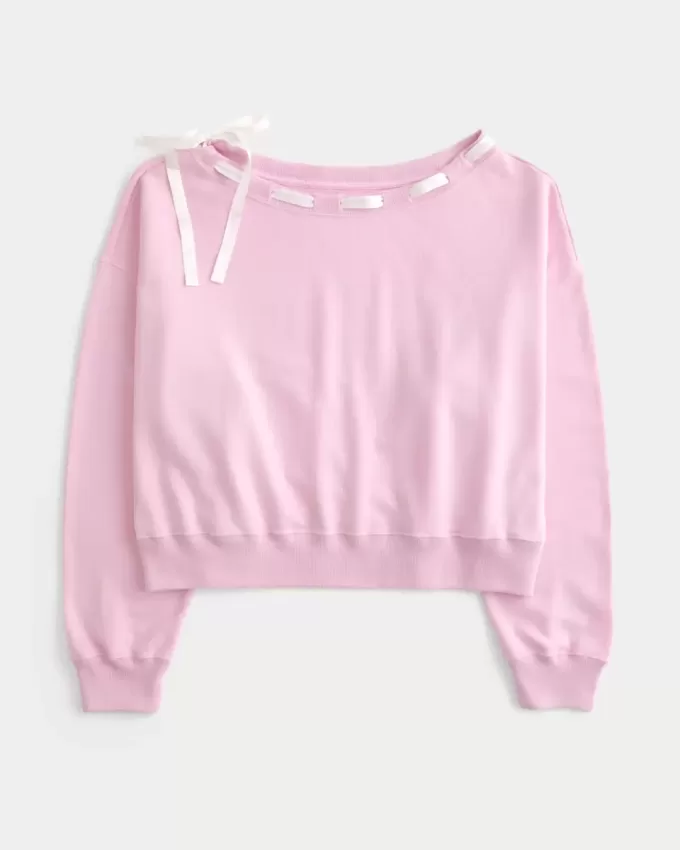 Off-the-Soulder Tie Sweatshirt Off-the-Soulder Tie Sweatshirt