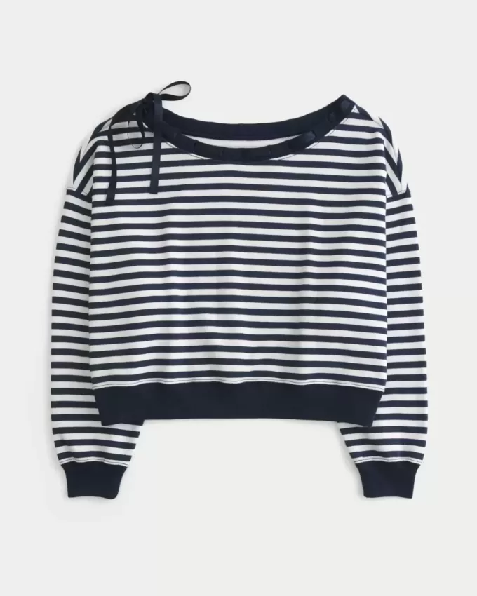 Off-the-Soulder Tie Sweatshirt Off-the-Soulder Tie Sweatshirt