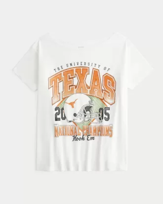 Off-the-Soulder University of Texas i Austin Longhorns grafisk t-shirt
