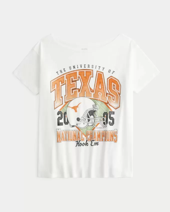 Off-the-Soulder University of Texas i Austin Longhorns grafisk t-shirt