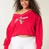 Oversized Go Team grafisk tröja med V-ringad Oversized Go Team grafisk tröja med V-ringad
