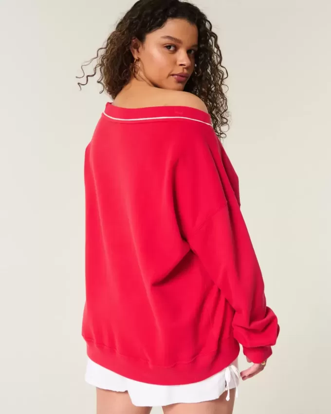 Oversized Go Team grafisk tröja med V-ringad Oversized Go Team grafisk tröja med V-ringad