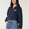 Oversized Half-Zip American Flag Graphic Sweater Oversized Half-Zip American Flag Graphic Sweater