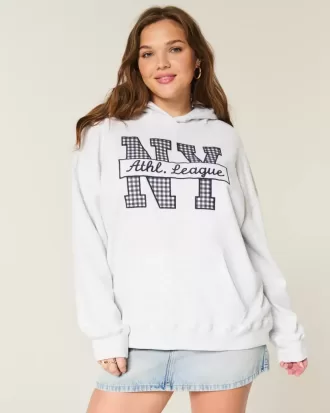 Oversized NY grafisk hoodie