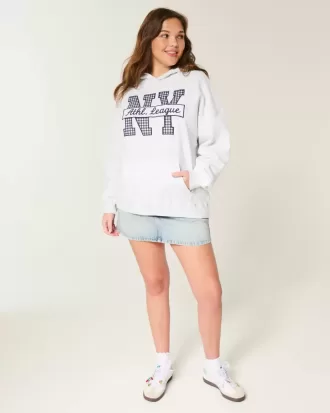 Oversized NY grafisk hoodie